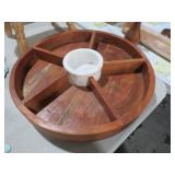 16IN ROTATING WOOD WITH MARBLE CENTER TURN TABLE