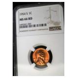 1954 S LINCOLN WHHEAT CENT NGC MS66 RD