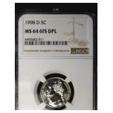 1998 D JEFFERSON NICKEL NGC MS64 6FS DPL