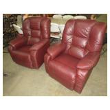 2X BURGANDY LEATHER LAZY BOY RECLINERS