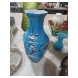 HANDPAINTED ASIAN CERAMIC FLORAL VASE