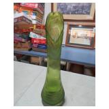 LE SMITH MID CENTURY GREEN SWUNG GLASS VASE