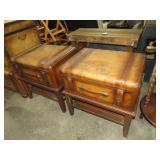 PAIR OF WORLD MAP SUITCASE TABLES 1 DRAWER