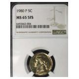 1980 P JEFFERSON NICKEL NGC MS65 5FS