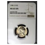 1981 D JEFFERSON NICKEL NGC MS65 5FS