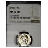 1989 P JEFFERSON NICKEL NGC MS66 5FS