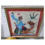 FRAMED VTG EGYPTIAN KHAYAMIYA EMBROIDERED TEXTILE