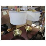 PAIR OF BRASS TABLE LAMPS WITH SHADES