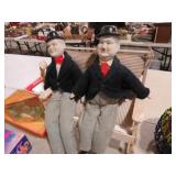 LAUREL AND HARDY PORCELAIN FIGURES ON BENCH