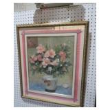 FRAMED FLORAL STILL LIFE PRINT ARTIST SIGNED