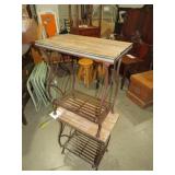 2 METAL AND WOOD TOP SIDE TABLES