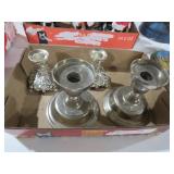 COLLECTION OF SILVER PLATE CANDLE HOLDERS
