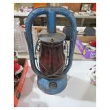 VTG BIETZ BARN LANTER WITH RED GLOBE