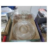VTG JEANETTE FOOTED CAKE PLATE INDIANA  CAKE STAND