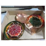COLLECTION OF HAMMERED COPPER BOWLS AND SPOON REST