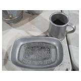 PEWTER DAILY BREAD TRAY, BEER TANKARD