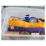 COLLECTION OF PINS, BADGES, HAT, MISC