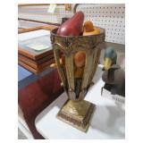 VINTAGE URN VASE WITH WOOD FRUIT