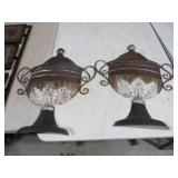 (2) METAL URN WALL DECOR PIECES