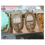 VTG HOME INTERIORS GOLD MIRROR WALL SCONCE SET