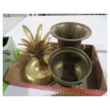 COLLECTION OF BRASS URNS AND MISC