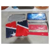 PAIR OF CONFEDERATE FLAGS AND LICENSE PLATE FRAMES