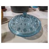 INDIANA GLASS WINDSOR BUTTON BLUE CANDY DISH