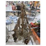 22IN TALL SOLID BRASS ANTIQUE ORNATE CHANDELIER