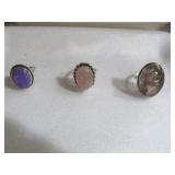 (3) 925 NATURAL GEMSTONE RINGS