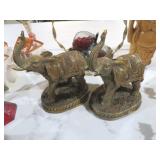 PAIR OF HEAVY RESIN CARVED ELEPHANTS