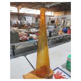 TALL AMBERED ART GLASS VASE