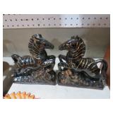 PAIR OF VINTAGE CERAMIC ZEBRA BOOKENDS