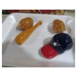 TWO SETS OF BASEBALL SALT AND PEPPER SHAKERS