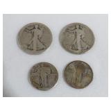 (2) WALKING LIBERTY 1/2 AND TWO STANDING LIB QTRS