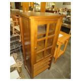 CHERRY FINISH 1 DOOR CABINET W/ SHELVES