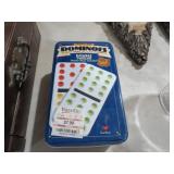 BOX OF DOMINOS IN METAL TIN