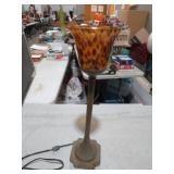 TORTOISE SHELL STYLE GLASS SHADE TABLE LAMP
