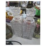 (2) CRYSTAL GLASS DECANTER WHISKEY BOTTLES