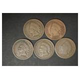 (5) MISC DATE INDIAN HEAD CENTS