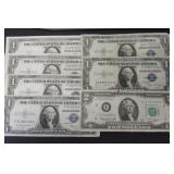 (6) 1935 $1 SILVER CERTIFICATES, 1976 $2 NOTE