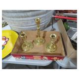 3 BRASS CANDLE STICKS