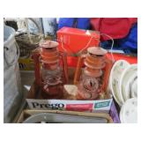 2 VTG RED BARN LANTERNS