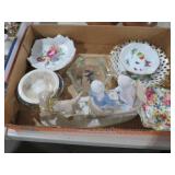 COLL OF TRINKET DISHES, KID AND DOG FIGURINE