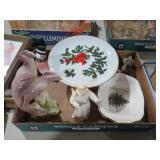 COLLECTION OF CHRISTMAS SERVING PCS,BIRD FIGURINES