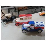 (3) DIECAST ANT CARS, DELIVERY TRUCKS, & BANKS