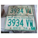 (2) 1974 VINTAGE OHIO LICENSE PLATES