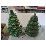 (2) VINTAGE CREAMIC CHRISTMAS TREES WITH LIGHTS