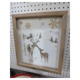 BARNWOOD FRAMED DEER AND DOE PRINT