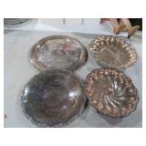 SILVER PLATE SERVING TRAYS AND BOWLS