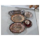 COLLECTION OF SILER PLATED TRAYS,SM BOWLS